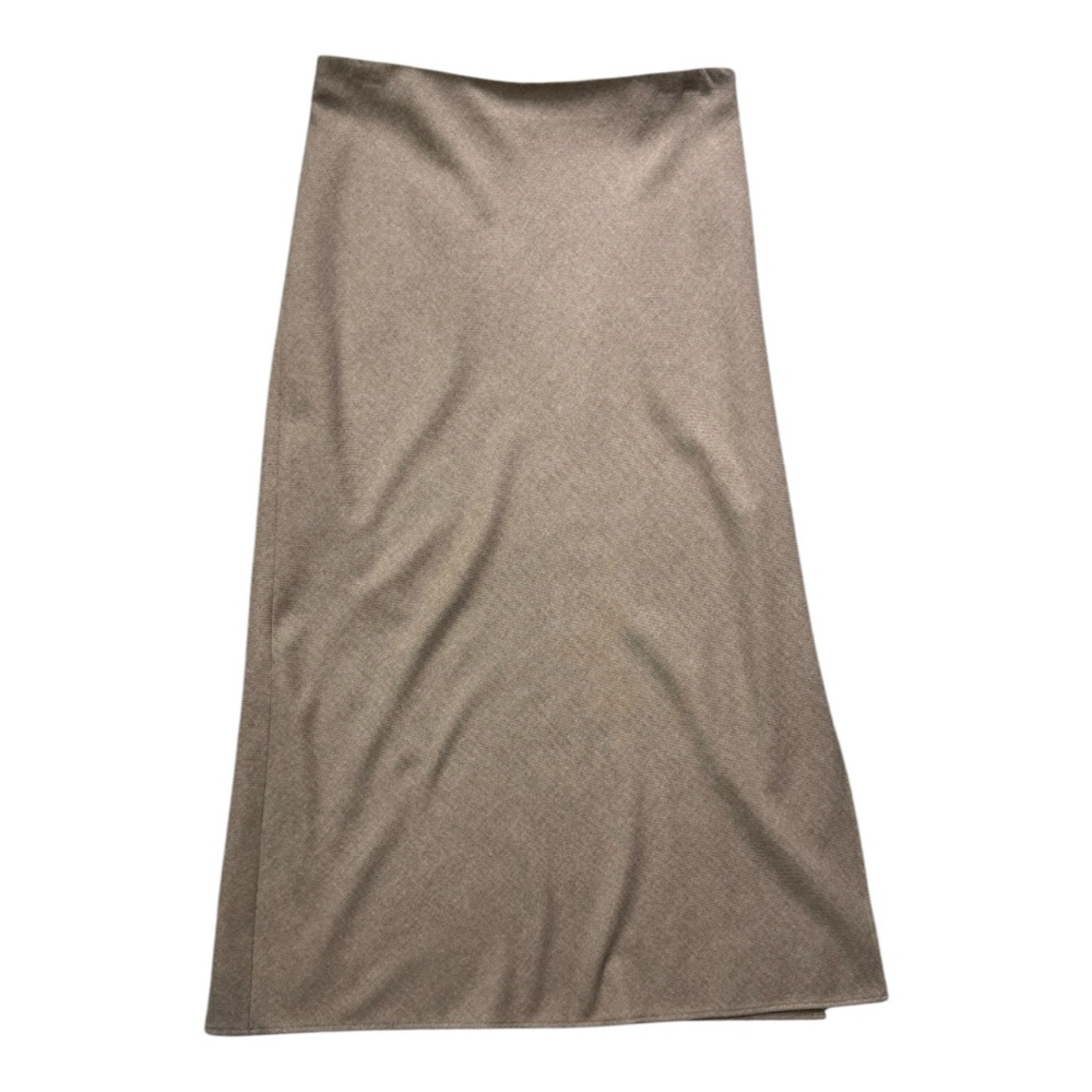 Vince Brushed Flannel Side Slit Slip Skirt in Tan size 10 - Picture 2 of 13